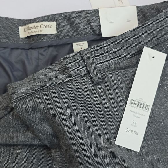 Coldwater Creek -1314 Natural Fit Bootcut Trousers Grey Herringbone Metallic 14 - Picture 3 of 8